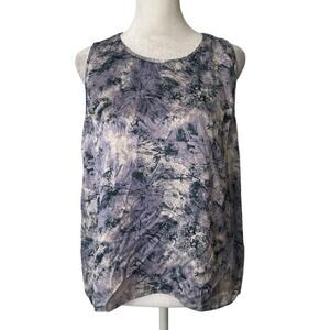 Margaret O'Leary purple & cream silk tank top size S